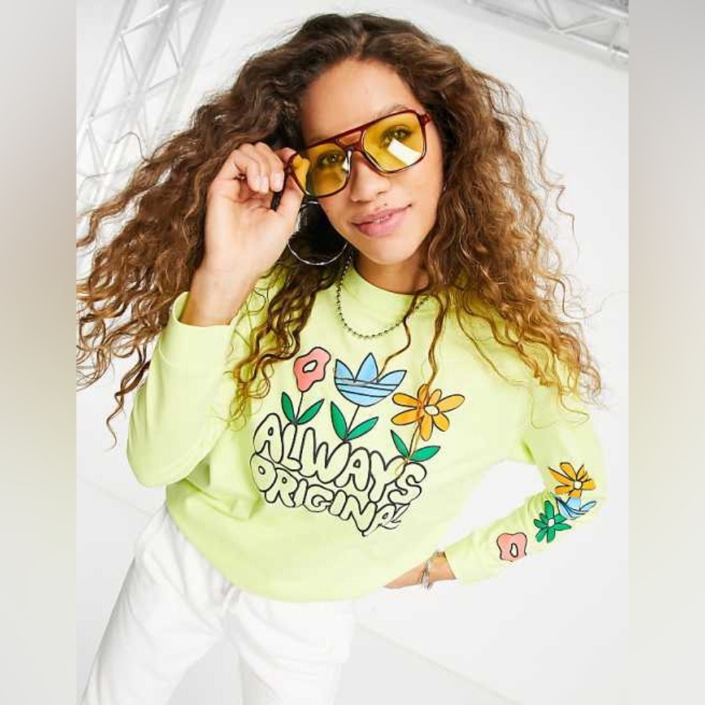 ADIDAS🌷Neon Floral Longsleeve Tee - Picture 6 of 16